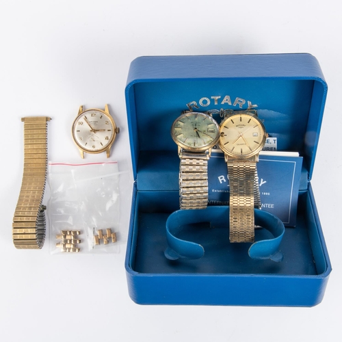 10 - 3x wristwatches. 2x Rotary watches; a Rotary Automatic, with 25 jewels with an expanding strap. Toge... 