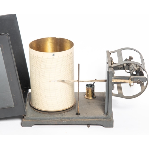 11 - A barograph by Richard Freres, Brevetes, Paris. In wooden case with bevelled glass. Stamped with a s... 