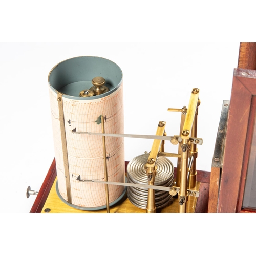 11 - A barograph by Richard Freres, Brevetes, Paris. In wooden case with bevelled glass. Stamped with a s... 