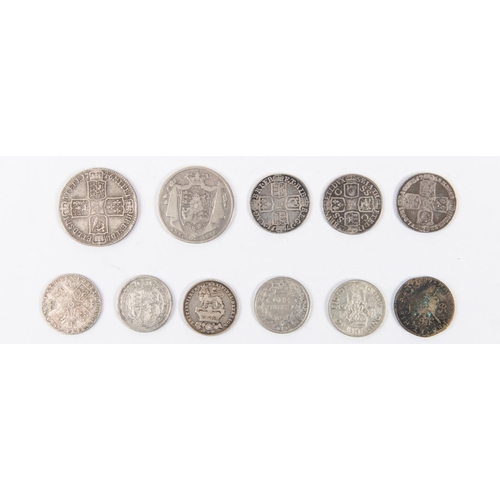 118 - British AR coins: Halfcrown, 1746 Lima, faces of coin VF/NVF, edge legend removed from mounting); Ha... 
