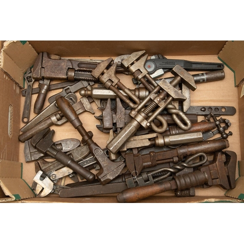 13 - Approx 40 adjustable wrenches and spanners. Early to mid 20th Century examples in a range of sizes a... 