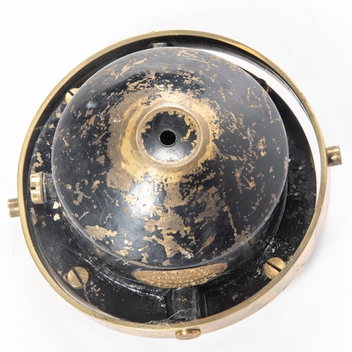 14 - A Ship's brass compass by Norie & Wilson, London. Mounted on a gimball in a wooden box with sliding ... 