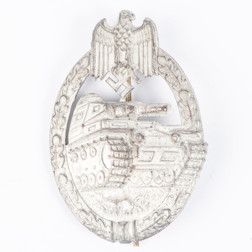 180 - A Third Reich tank assault badge, die struck with silvered finish, in its original case of issue. GC... 