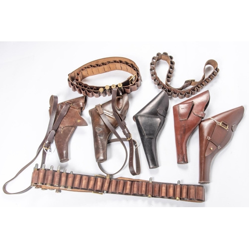 206 - 5 leather revolver holsters, 2 with straps; 3 looped cartridge bandoliers;  18 deactivated Martini H... 