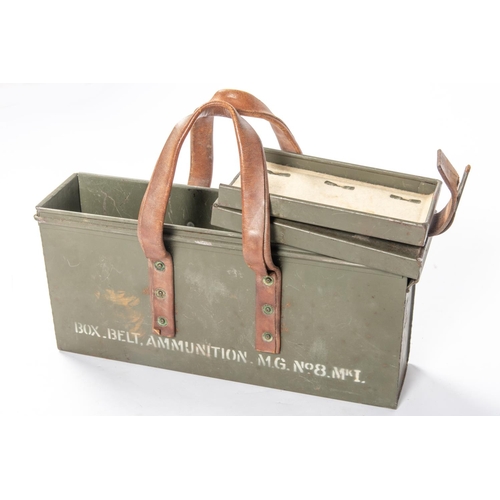 209 - A WWII Vickers machine gun No 8 steel ammunition box, the ends embossed 