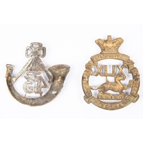 325 - Pre 1881 brass glengarry badges of the 43rd and 49th Regiments of Foot, (K&K 498 & 506), GC (both sl... 