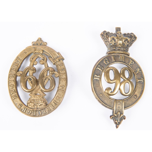 335 - Pre 1881 brass glengarry badges of the 98th and 99th Regiments of Foot, (K&K 574 & 575), GC (the fir... 