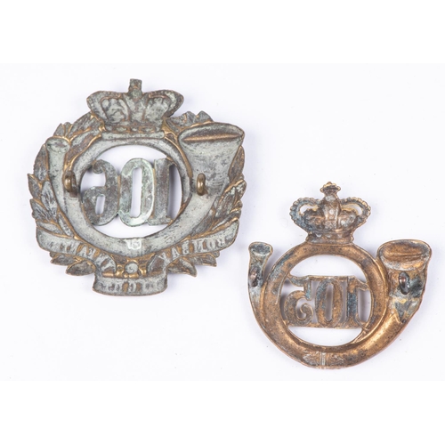 336 - Pre 1881 brass glengarry badges of the 105th and 106th Regiments of Foot, (K&K 582 & 583). GC £60-80