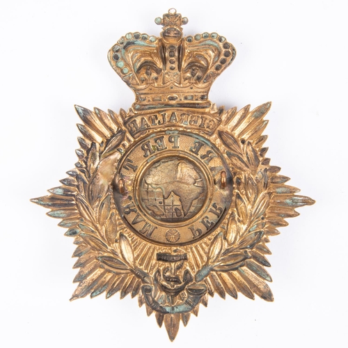 360 - A Victorian ORs brass helmet plate of the Royal Marine Light Infantry. GC £60-80