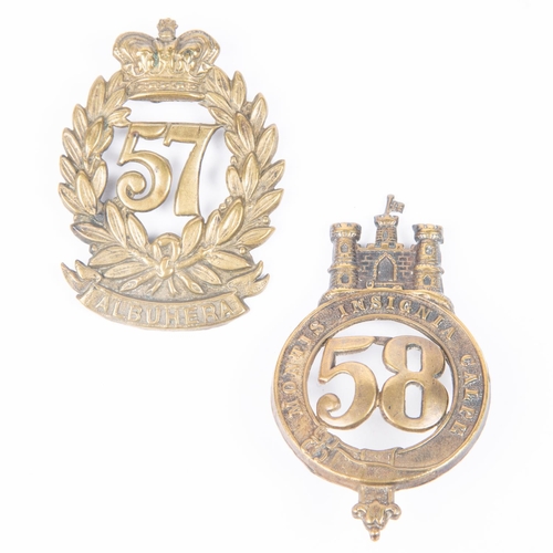 329 - Pre 1881 brass glengarry badges of the 57th and 58th Regiments of Foot, GC (the first missing one lu... 