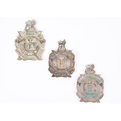 345 - Three KOSB glengarry badges: large size QVC, small size QVC, and post 1902 NCO's or officer's with f... 