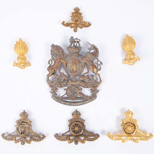 354 - A Victorian Royal Artillery OR's blue cloth helmet plate (requires cleaning); a good KC officer's gi... 