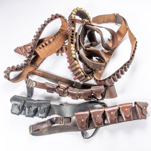 432 - 2 1903 pattern 5 pocket bandoliers; another similar copy; 5 museum copies of Zulu and Boer War brown... 