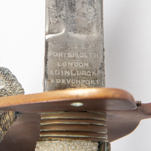 437 - A post 1902 Naval officer's sword, blade 31½