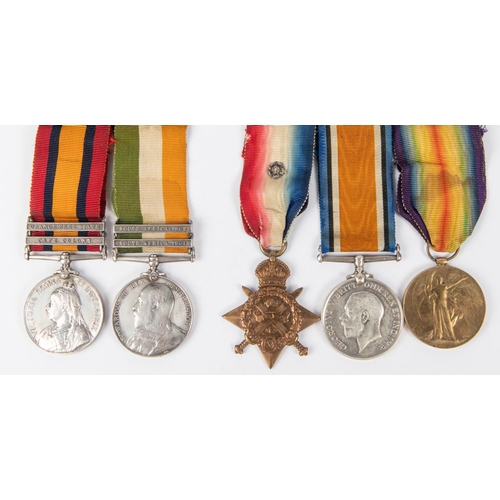 50 - Five: QSA, 2 clasps, CC and OFS; KSA both date clasps, 1914 star with rosette, BWM, Victory (7076 Dv... 