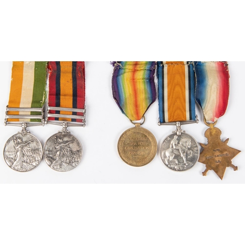 50 - Five: QSA, 2 clasps, CC and OFS; KSA both date clasps, 1914 star with rosette, BWM, Victory (7076 Dv... 