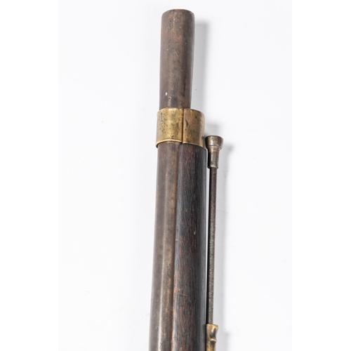 527 - An Indian made military style percussion musket, barrel 34½, the lock stamped with a crown and 