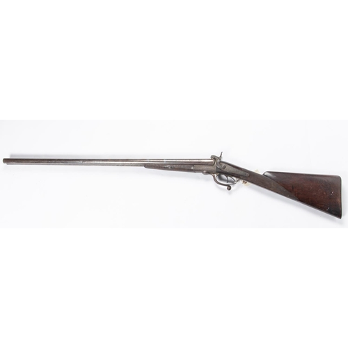 529 - A DB 12 bore pin fire underlever shotgun, by Burrow of Preston, 46½