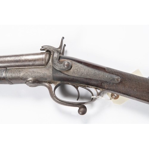 529 - A DB 12 bore pin fire underlever shotgun, by Burrow of Preston, 46½