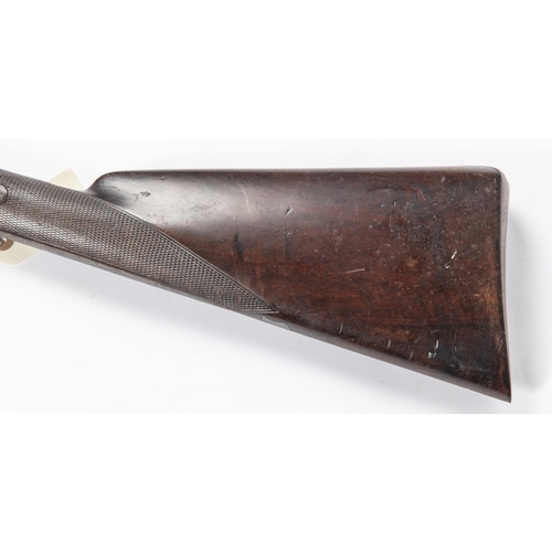 529 - A DB 12 bore pin fire underlever shotgun, by Burrow of Preston, 46½