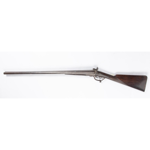 529 - A DB 12 bore pin fire underlever shotgun, by Burrow of Preston, 46½