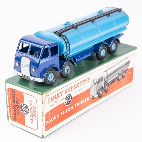 321 - Dinky Toys Foden 14-Ton Tanker. DG example with violet blue chassis cab and mid-blue flash. Mid-blue... 