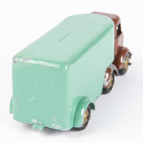 237 - Arbur toys  metal Artic box van, the cab finished in chocolate brown with brass wheel hubs and black... 