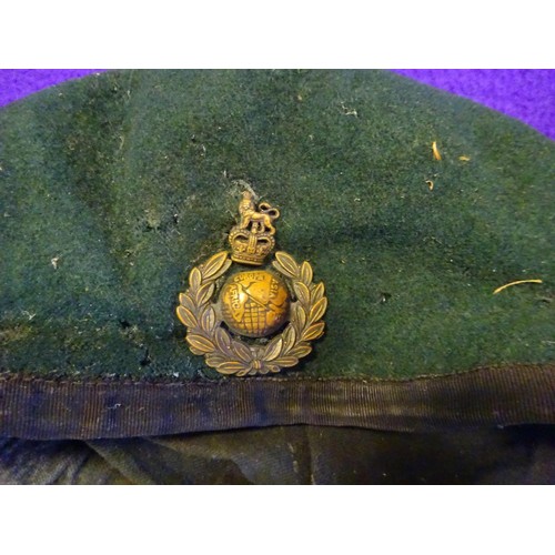 389 - 2 WWII officers' khaki SD caps, Royal Fusiliers and Royal Artillery; 2 khaki tam o' shanters; 2 Cana... 