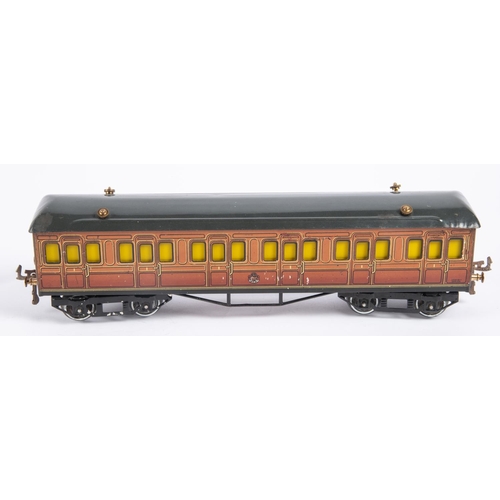 122 - 2x A Hornby Series O gauge Metropolitan Railway bogie coaches in teak livery with brass buffers. A F... 