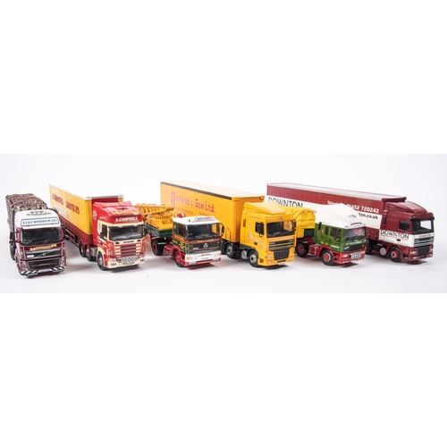 173 - 6 1:50 scale Corgi commercial vehicles. Scania 164 tractor unit with a 3 axle curtainside trailer, A... 