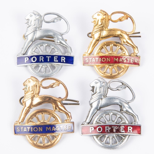 22 - 4x British Railways (2x Midland Region and 2x Eastern Region) cap badges. 2x PORTER and 2x STATION M... 