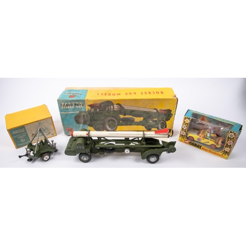 277 - 3 Corgi Toys. 'Corporal' Guided Missile On Erector Vehicle (1113). In military green with white/red ... 