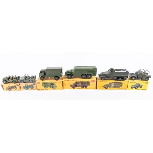 298 - 6 Dinky Toys Military Vehicles. British - Army Covered Wagon (623). Armoured Command Vehicle (677). ... 