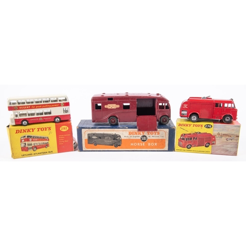 306 - 3 Dinky Toys. Airport Fire Tender with Flashing Light (276). In red with 'Airport Fire Control' to s... 