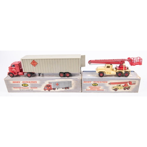 312 - 2x Dinky Supertoys. A Commercial Servicing Platform Vehicle (977) in red and cream). A Tractor-Trail... 