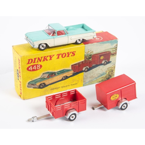 315 - A Dinky Toys Chevrolet Pick-Up & Trailer set (448). Chevrolet El Camino in turquiose and white with ... 