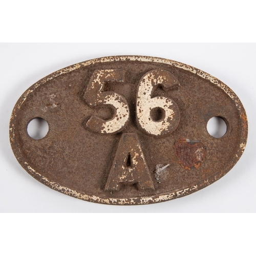 33 - Locomotive shedplate 56A, Wakefield 1956-1967. Cast iron plate in quite good, stripped condition, su... 