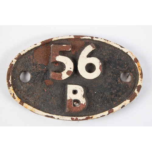 34 - Locomotive shedplate 56B, Ardsley 1956-1965 and Healey Mills 1966-67. Cast iron plate in quite good ... 