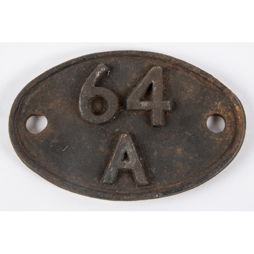 35 - Locomotive shedplate 64A, Edinburgh St. Margarets 1950-1967 with sub sheds Galashiels to 1962 and Du... 