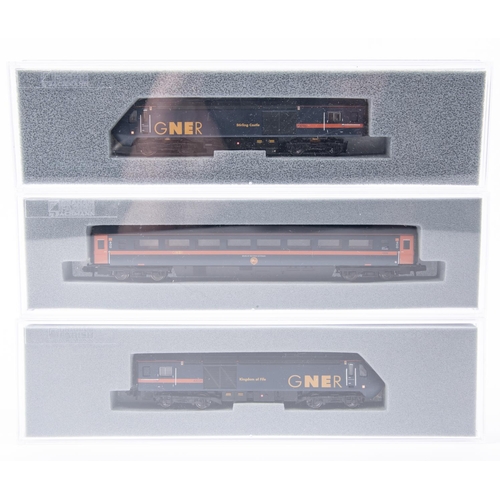 57 - Graham Farrish N gauge train pack. Comprising a GNER HST125 power car and non-powered car, plus an i... 