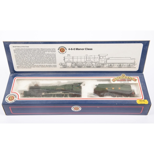 96 - 2x Bachmann Branchline BR 4-6-0 tender locomotives. A Manor Class, Bradley Manor 7802, in dark green... 