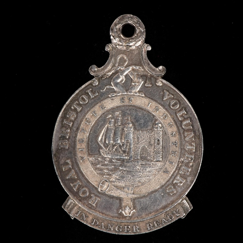 105 - Royal Bristol Volunteers medal, obverse Bristol City arms with garter legend 