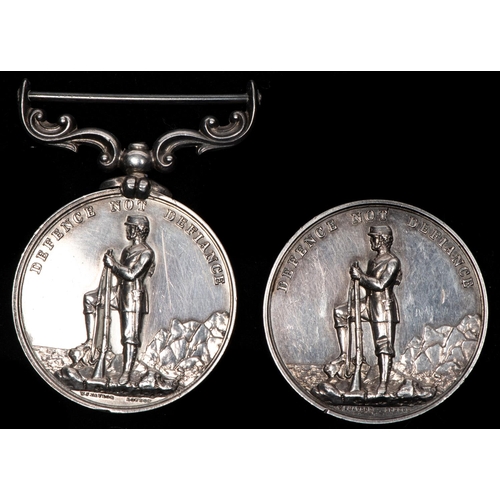 115 - London Rifle Brigade medals (2): obverse rifleman on rocky shore, legend 