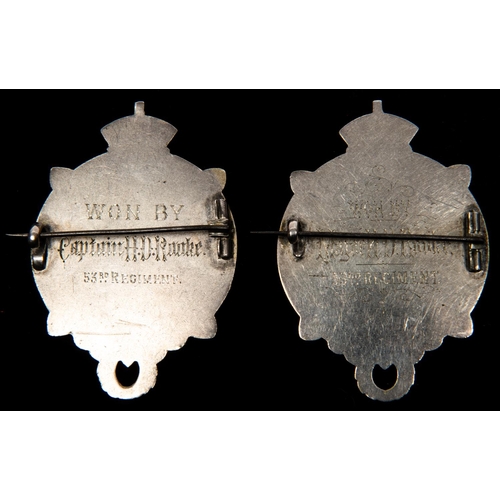 116 - A pair of shooting medals to H D Rooke, 53rd Shropshire Light Infantry Regiment, being: (1) 