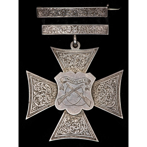 117 - Berwickshire Artillery Vols: a large silver shooting award, not HM, being a 4 armed cross, each arm ... 