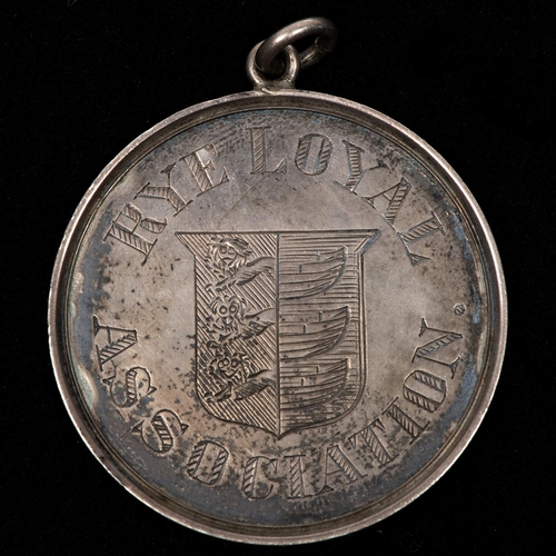 132 - Rye Loyal Association silver prize medal, obverse engraved with the arms of Rye with 