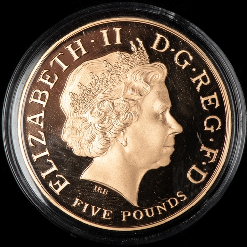 159 - Her Majesty Queen Elizabeth the Queen Mother, Gold proof memorial £5 crown, 1900-2002, Brilliant Unc... 