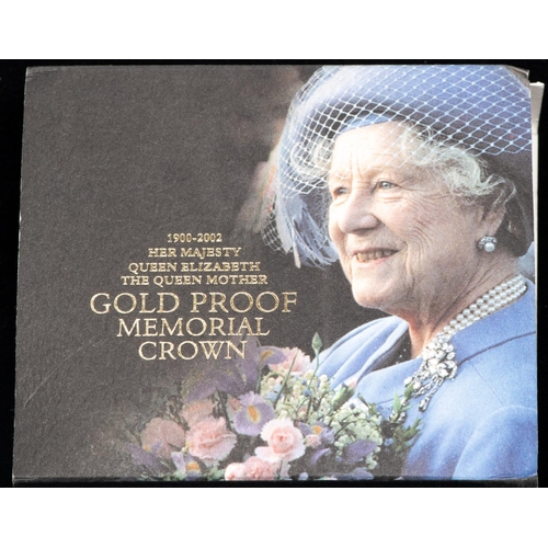 159 - Her Majesty Queen Elizabeth the Queen Mother, Gold proof memorial £5 crown, 1900-2002, Brilliant Unc... 