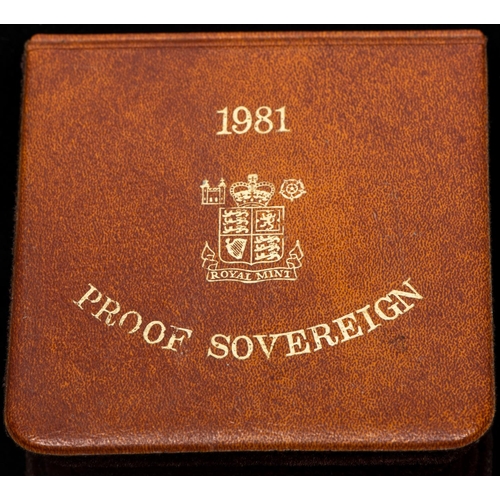 161 - Elizabeth II AV Proof Sovereign 1981 Brilliant Uncirculated in Royal Mint leatherette wallet style c... 