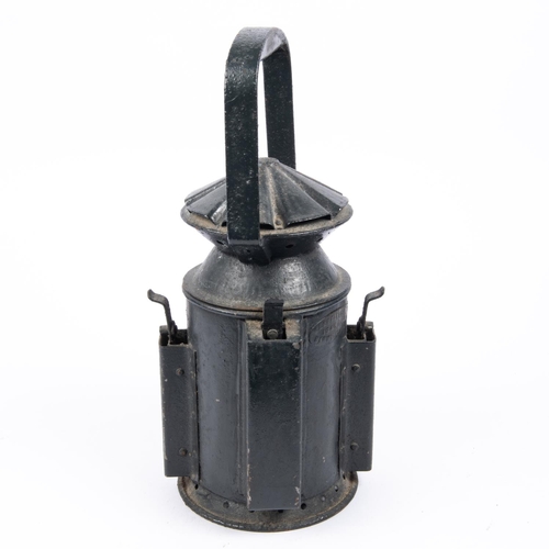 18 - A WWII military railway oil lamp, marked 